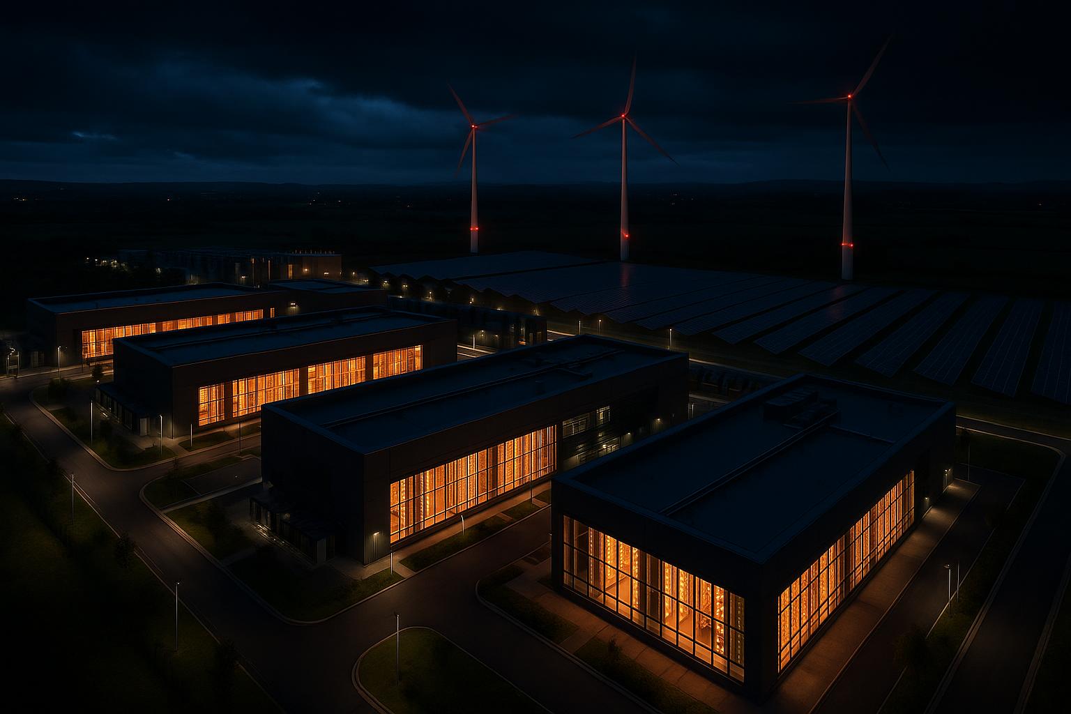 Hyperscale data center campus with adjacent on-site energy plant