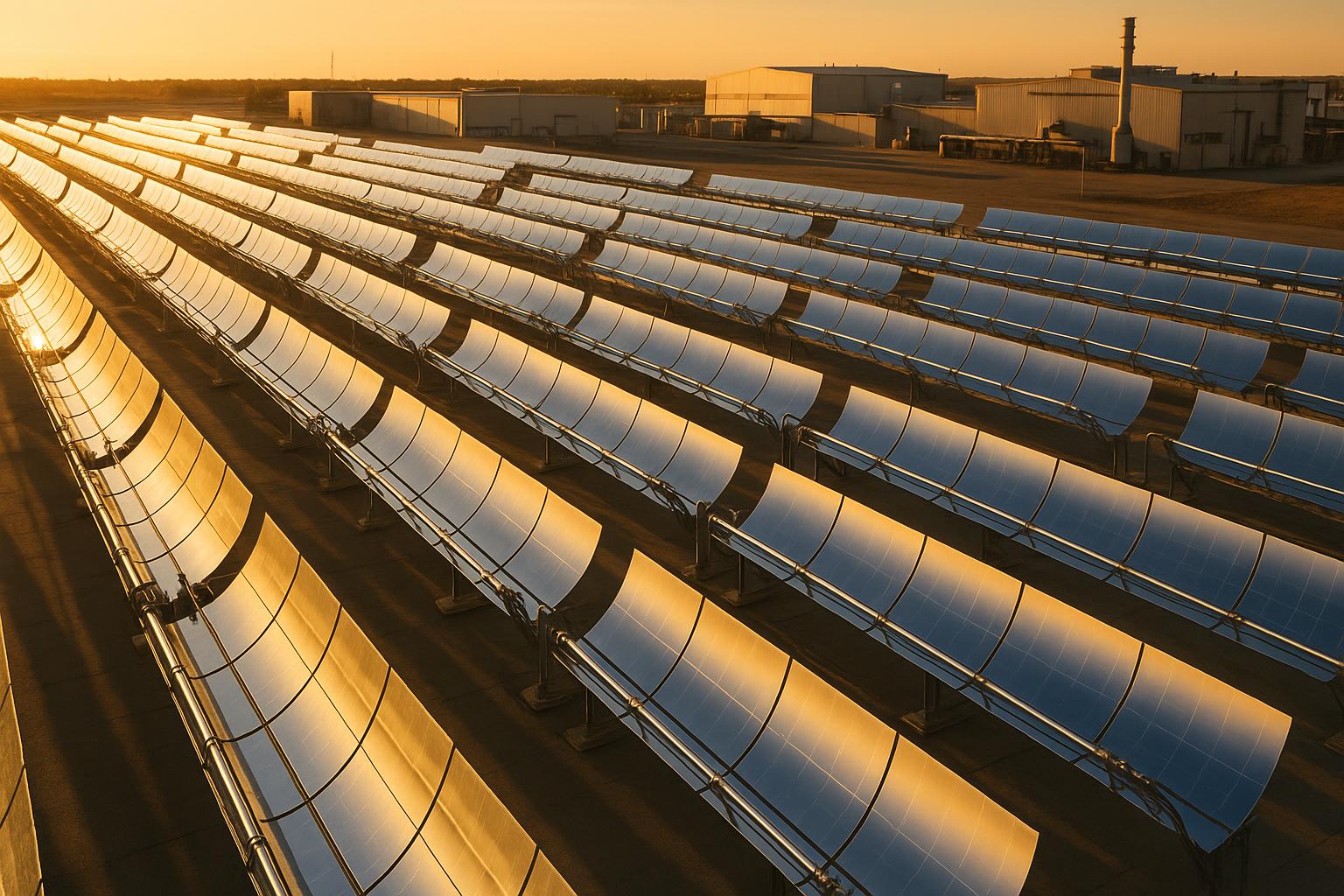 Solar thermal collector array at an industrial facility
